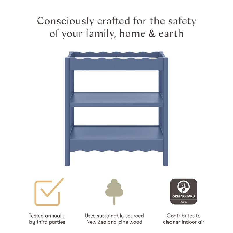 Babyletto Swell Changing Table with 2-Shelves in Cove Blue