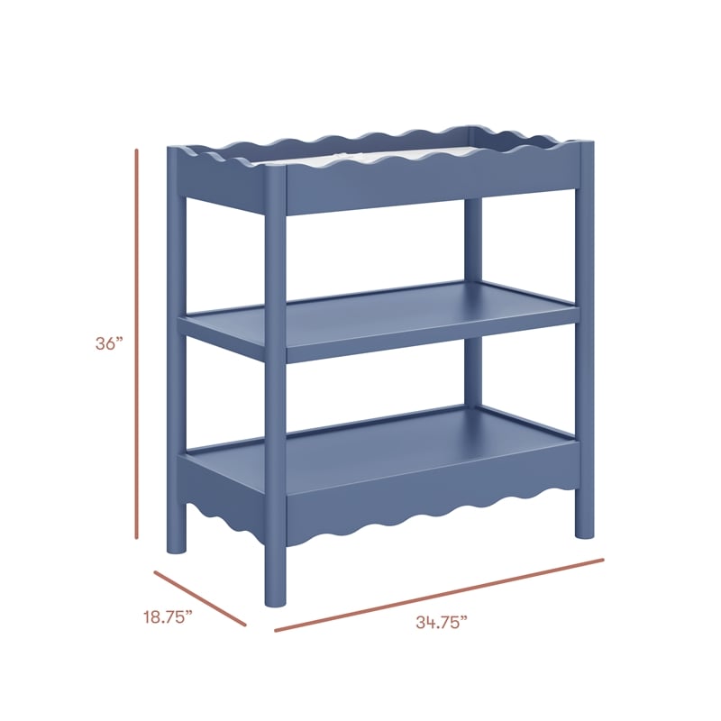 Babyletto Swell Changing Table with 2-Shelves in Cove Blue