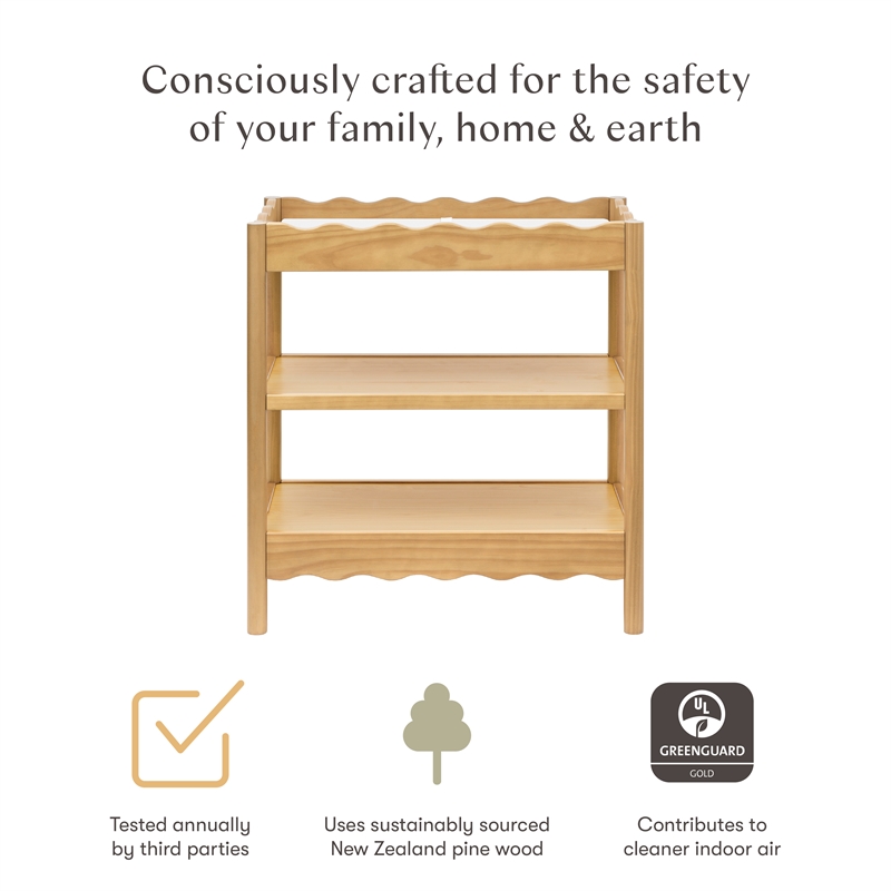 Babyletto Swell Changing Table with 2-Shelves in Honey