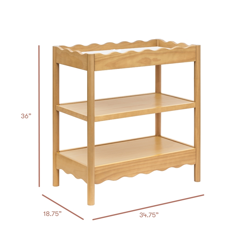 Babyletto Swell Changing Table with 2-Shelves in Honey