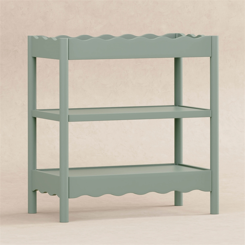 Babyletto Swell Changing Table with 2-Shelves in Light Sage