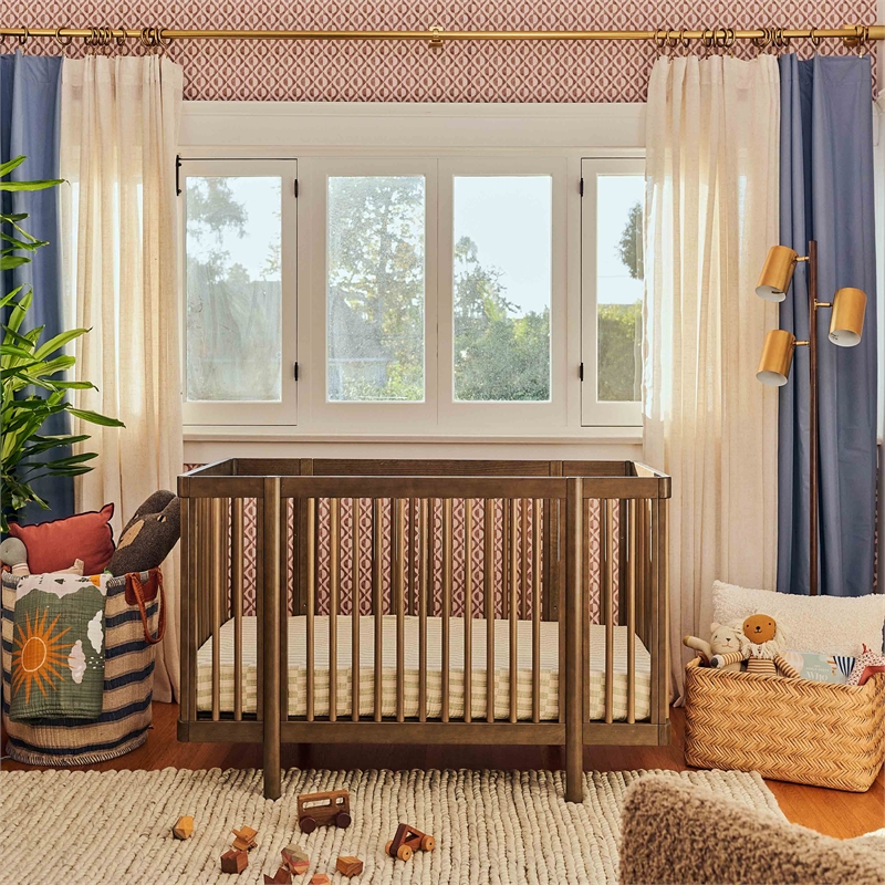 Babyletto Pogo Pine Wood 8-in-1 Convertible Crib in Natural Walnut