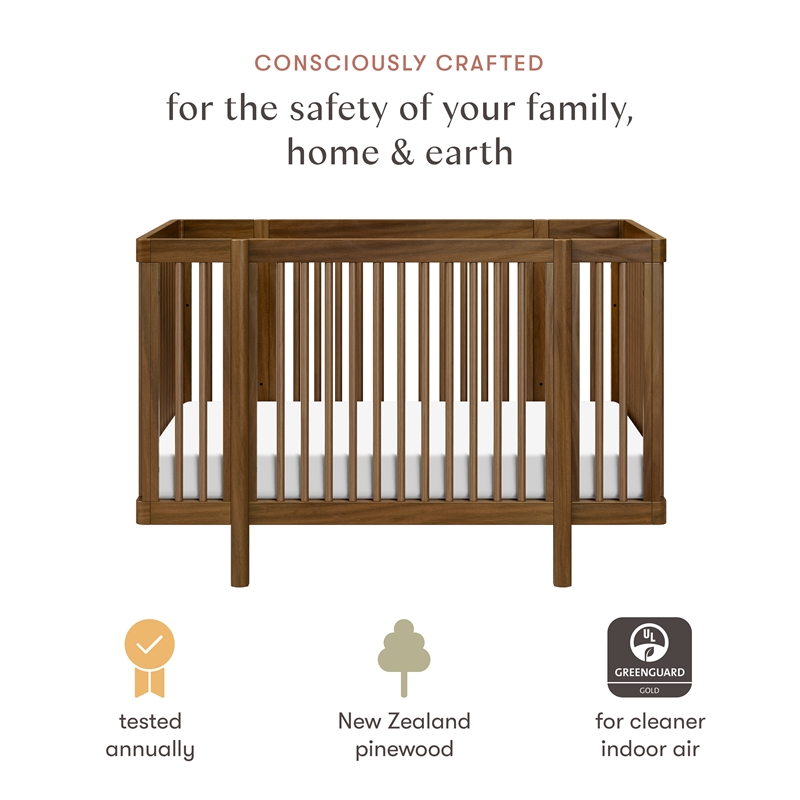 Babyletto Pogo Pine Wood 8-in-1 Convertible Crib in Natural Walnut
