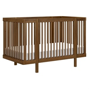 Babyletto Pogo Pine Wood 8-in-1 Convertible Crib in Natural Walnut