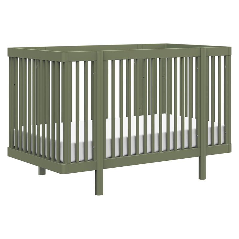Babyletto Pogo Pine Wood 8-in-1 Convertible Crib in Olive