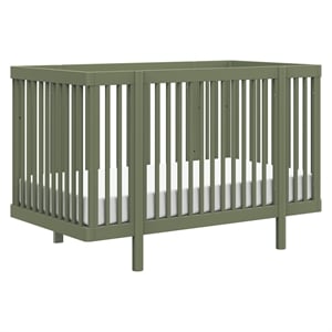 Babyletto Pogo Pine Wood 8-in-1 Convertible Crib in Olive