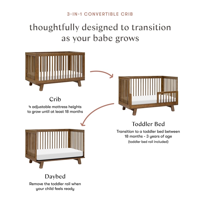Babyletto Hudson 3-in-1 Convertible Crib in Natural Walnut