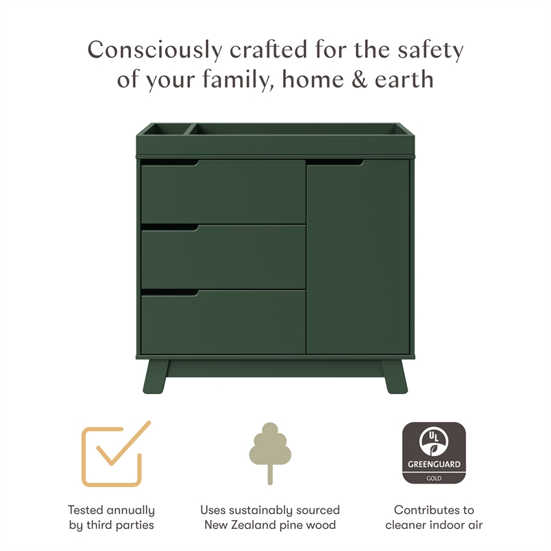 Babyletto Hudson 3-Drawers Changer Dresser in Forest Green