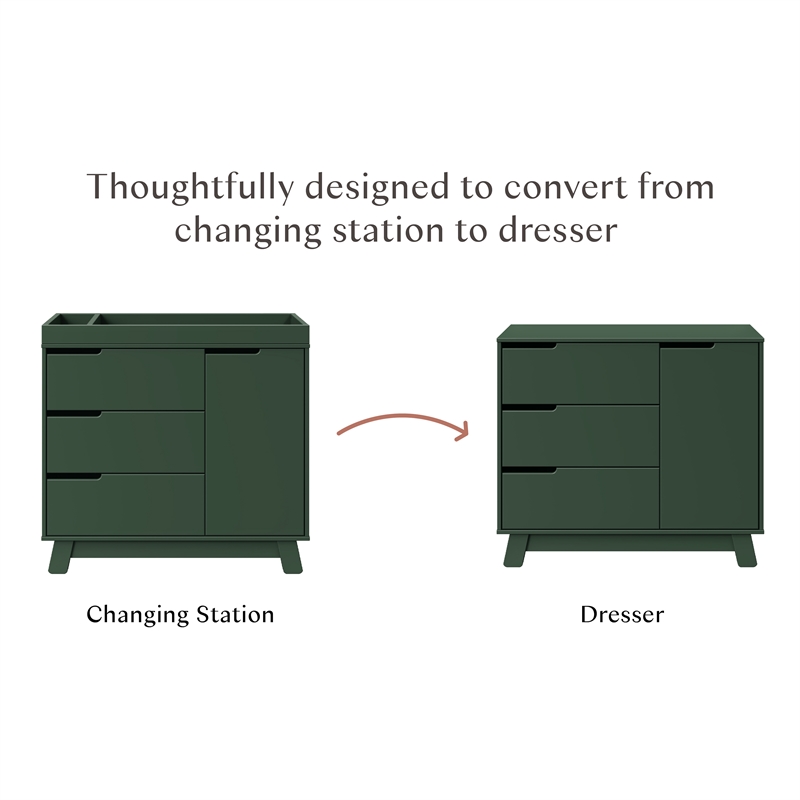 Babyletto Hudson 3-Drawers Changer Dresser in Forest Green