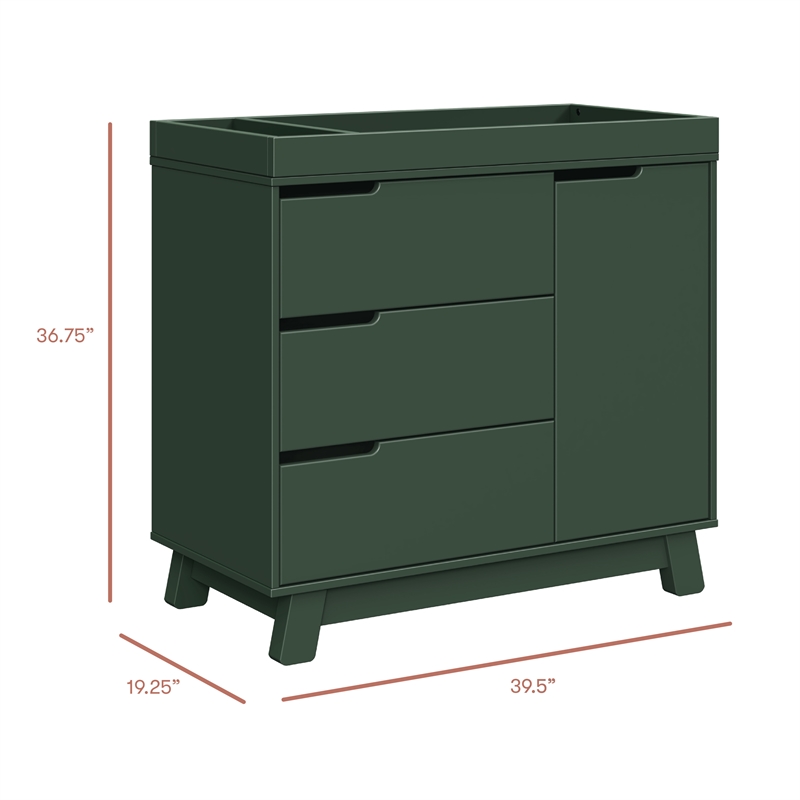 Babyletto Hudson 3-Drawers Changer Dresser in Forest Green