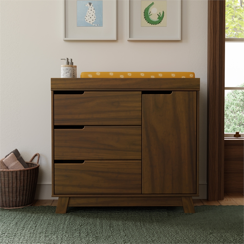 Babyletto Hudson 3-Drawers Changer Dresser in Natural Walnut