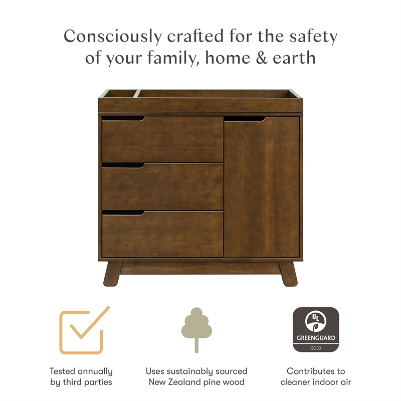 Babyletto Hudson 3-Drawers Changer Dresser in Natural Walnut