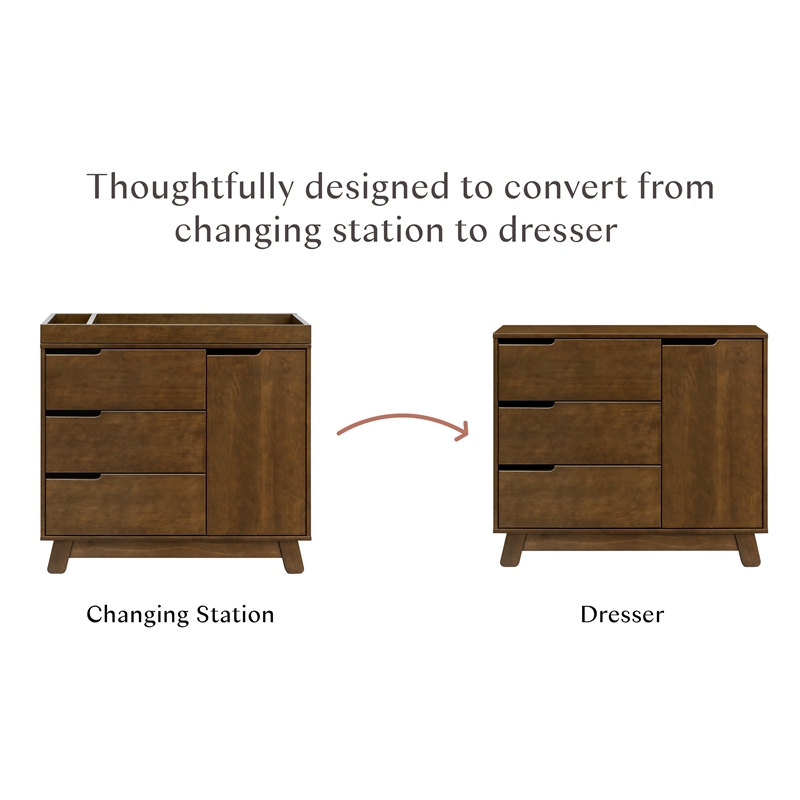 Babyletto Hudson 3-Drawers Changer Dresser in Natural Walnut