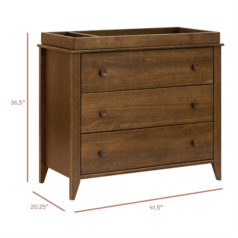 Babyletto Sprout 3-Drawers Changer Dresser in Natural Walnut