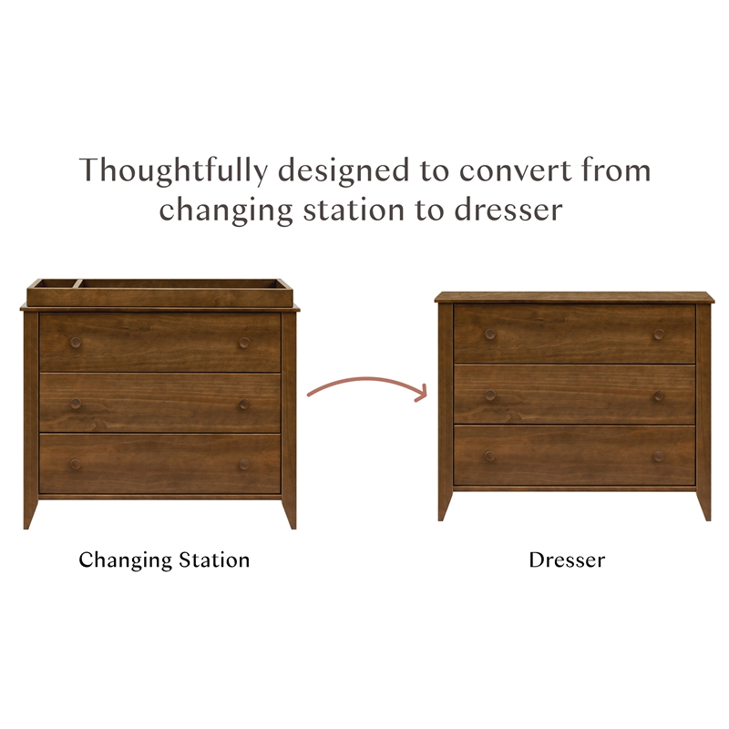 Babyletto Sprout 3-Drawers Changer Dresser in Natural Walnut