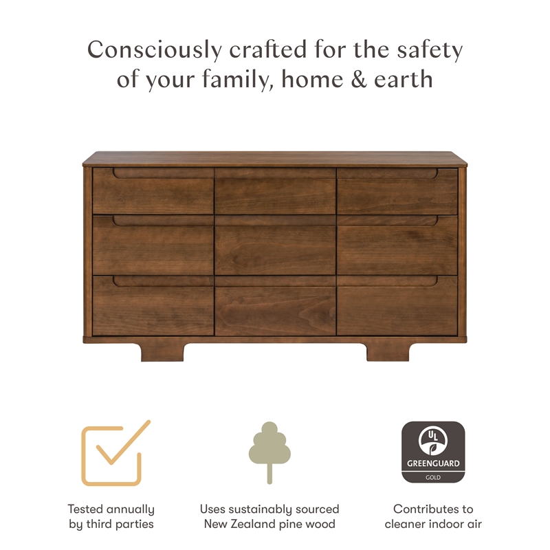Babyletto Yuzu 9-Drawers Dresser in Natural Walnut