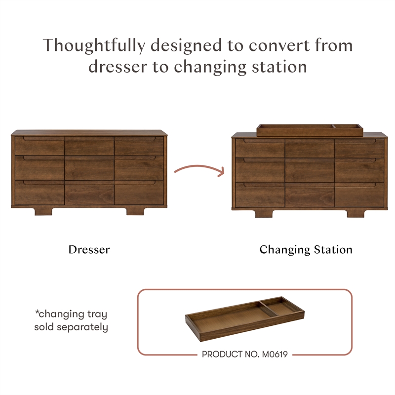 Babyletto Yuzu 9-Drawers Dresser in Natural Walnut