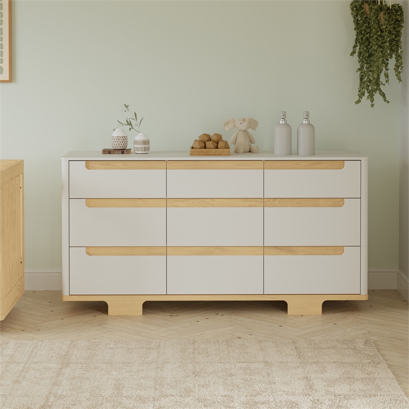 Babyletto Yuzu 9-Drawers Dresser in White and Natural
