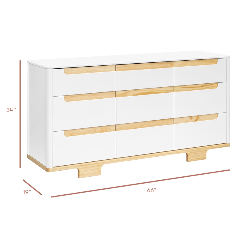 Babyletto Yuzu 9-Drawers Dresser in White and Natural