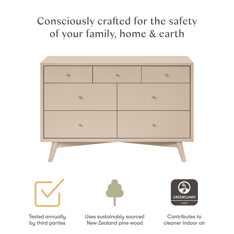 Babyletto Palma 7-Drawers Double Dresser in Taupe