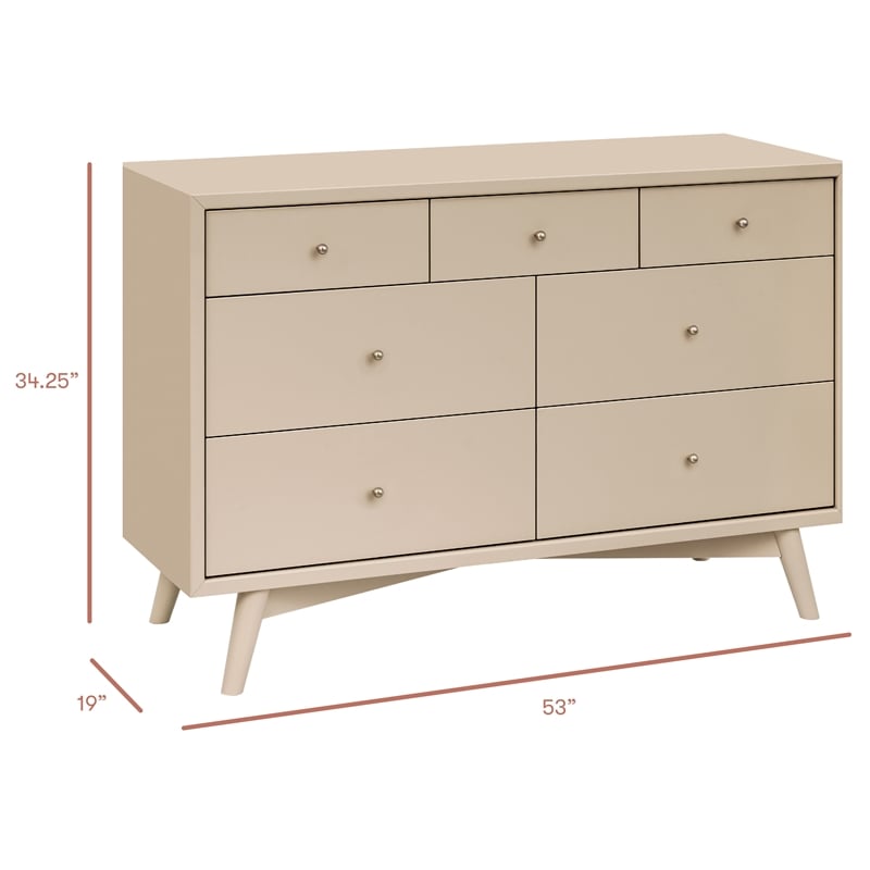 Babyletto Palma 7-Drawers Double Dresser in Taupe
