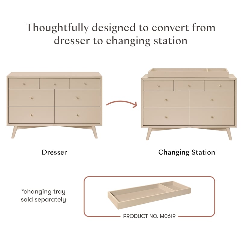 Babyletto Palma 7-Drawers Double Dresser in Taupe