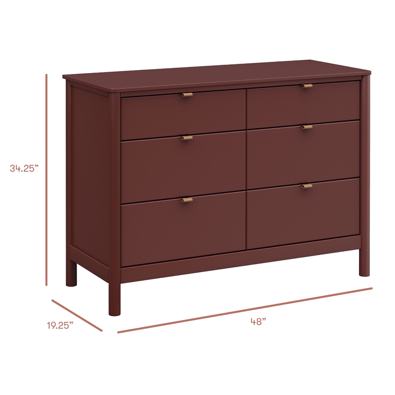 Babyletto Bondi 6-Drawers Kids Bedroom Dresser in Crimson