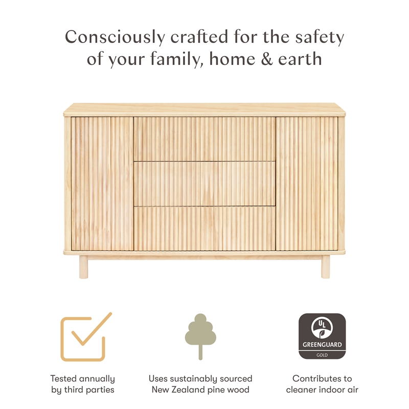 Babyletto Pogo Tambour 3-Drawers Dresser in Blonde