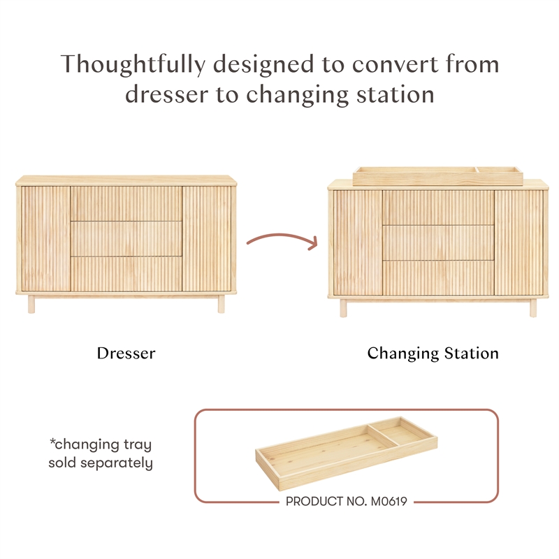 Babyletto Pogo Tambour 3-Drawers Dresser in Blonde