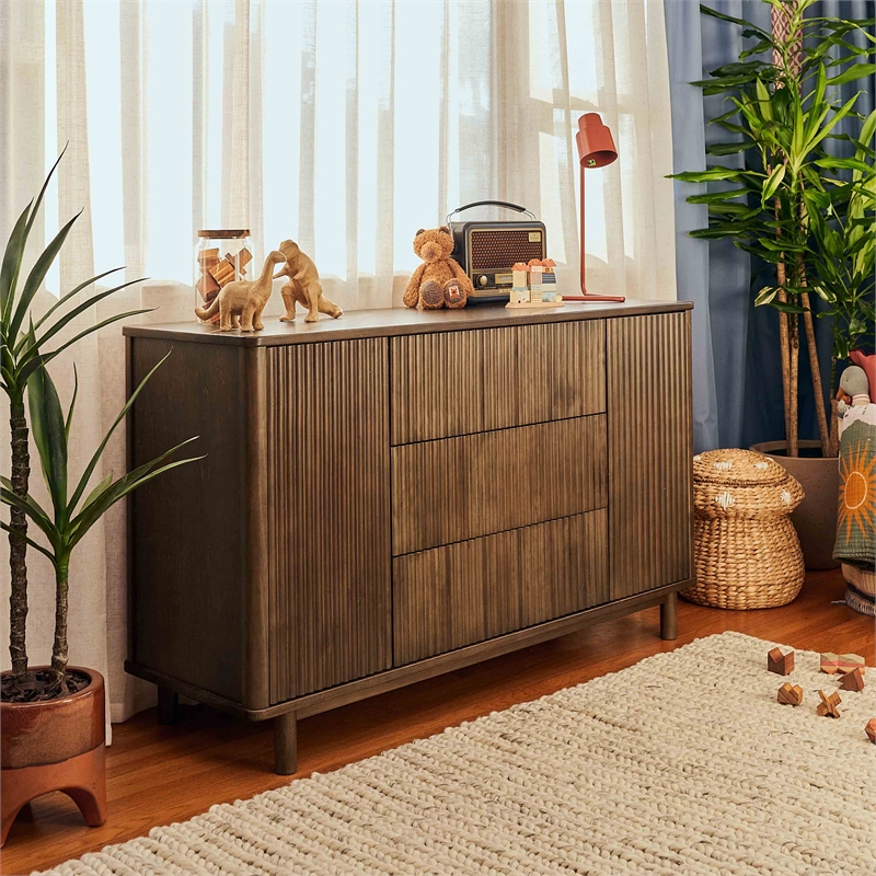 Babyletto Pogo Tambour 3-Drawers Dresser in Natural Walnut
