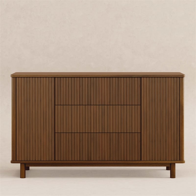 Babyletto Pogo Tambour 3-Drawers Dresser in Natural Walnut