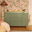 Babyletto Pogo Tambour 3-Drawers Dresser in Olive