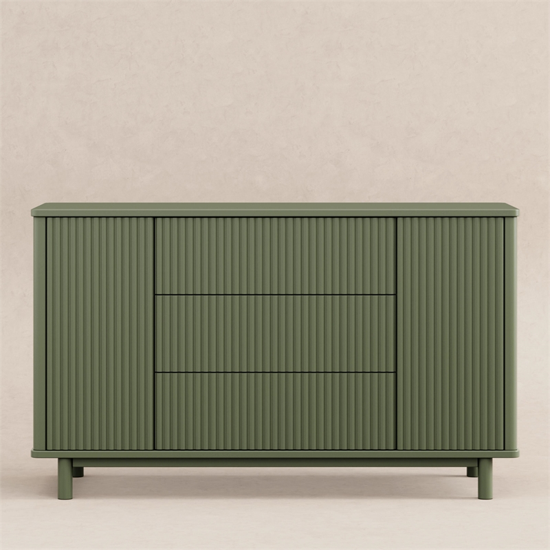 Babyletto Pogo Tambour 3-Drawers Dresser in Olive