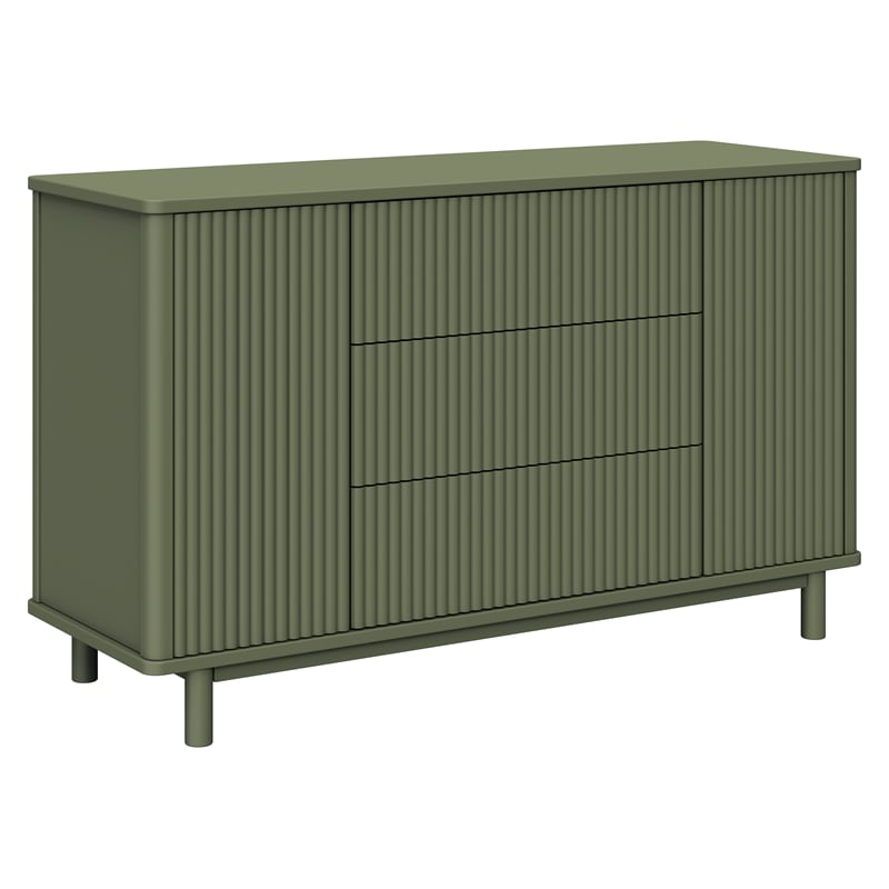 Babyletto Pogo Tambour 3-Drawers Dresser in Olive