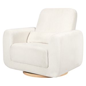 babyletto tuba extra wide swivel glider in ivory corduroy