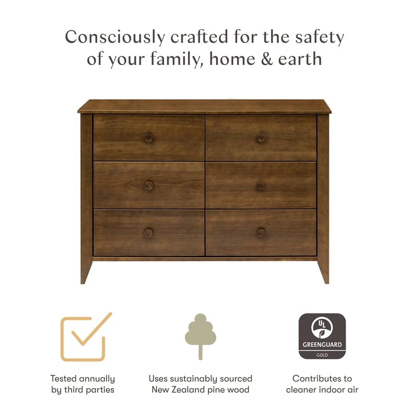 Babyletto Sprout 6-Drawer Changer Dresser in Natural Walnut