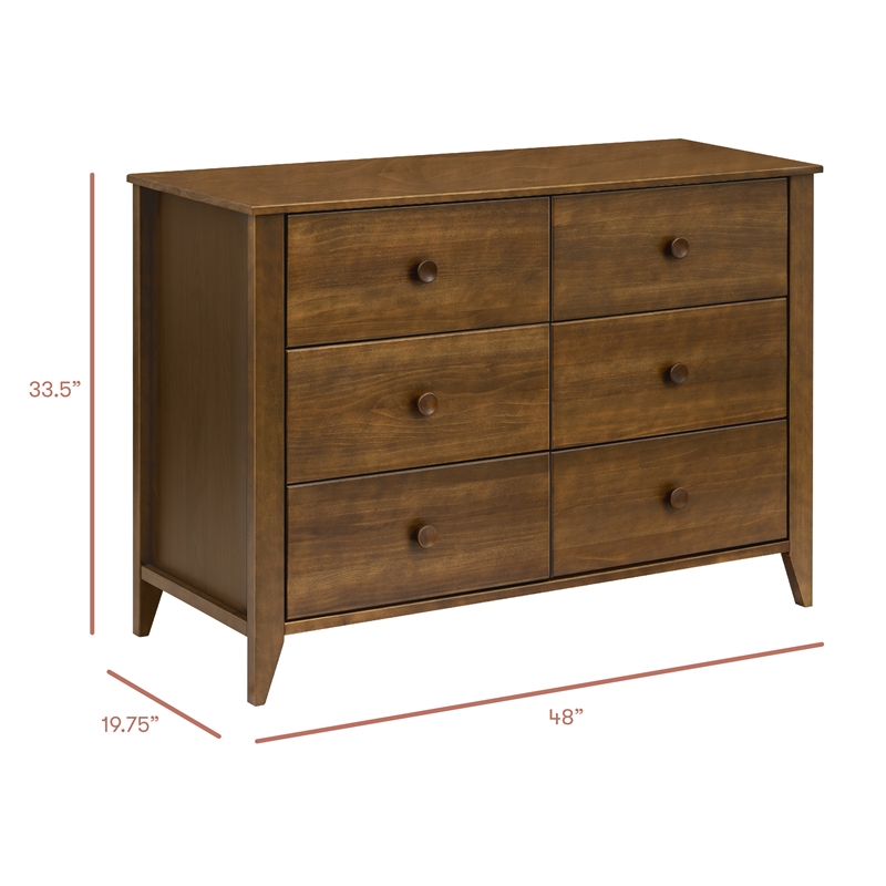 Babyletto Sprout 6-Drawer Changer Dresser in Natural Walnut