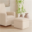 Babyletto Cali Shearling Fabric Upholstered Ottoman with Hidden Storage in Chai