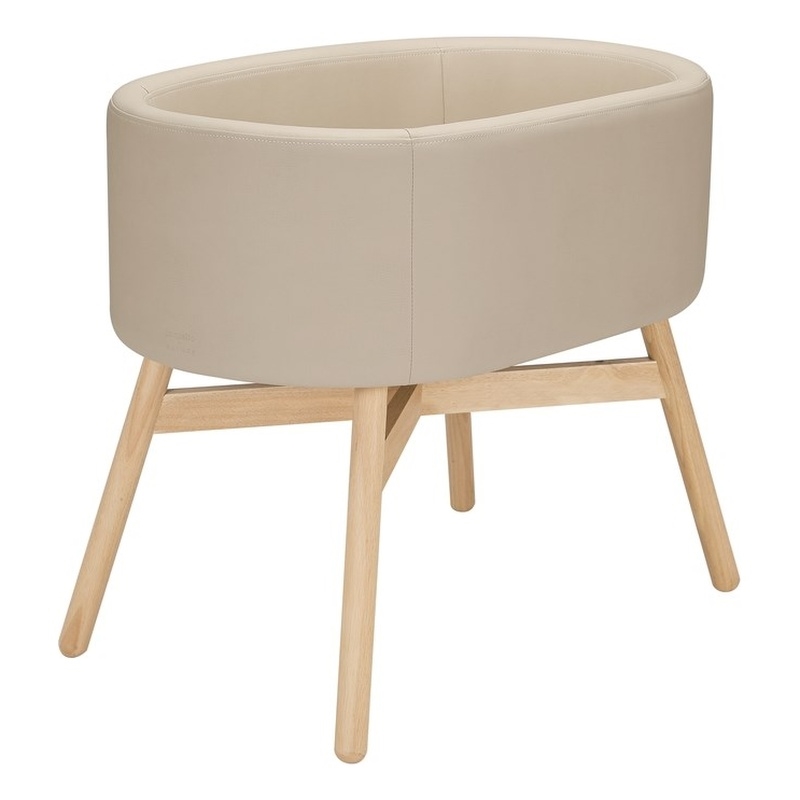 babyletto x GATHRE Bonded Vegan Leather Capsule Shaped Bassinet in Millet