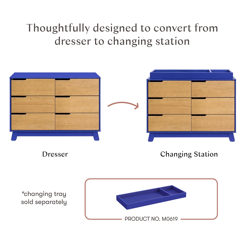 Babyletto Hudson 6-Drawer Double Dresser in Cobalt/Honey