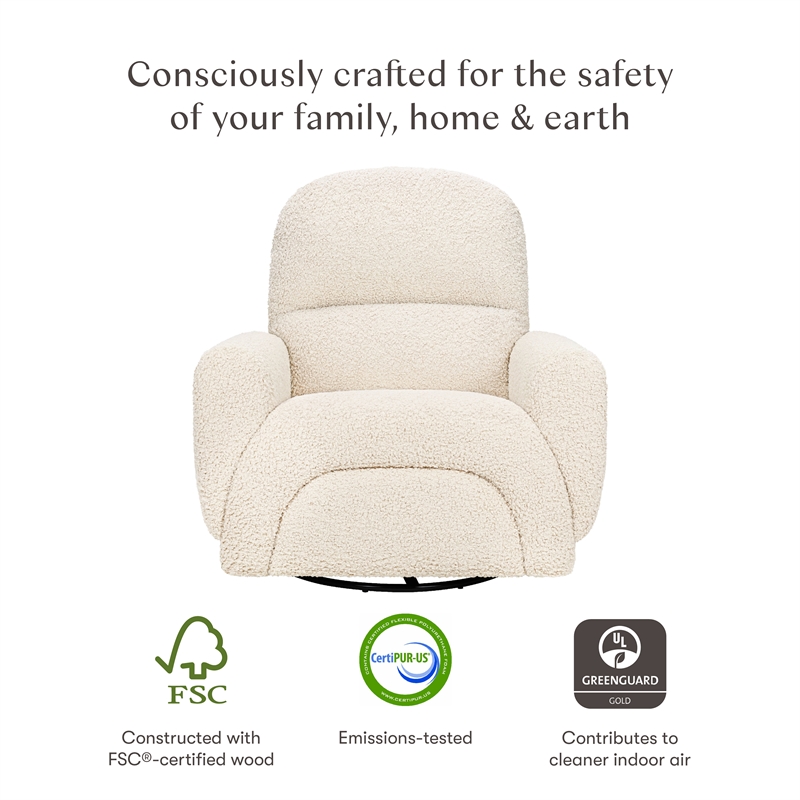 Babyletto Rainbow Recliner and Swivel Glider in Almond Teddy Loop