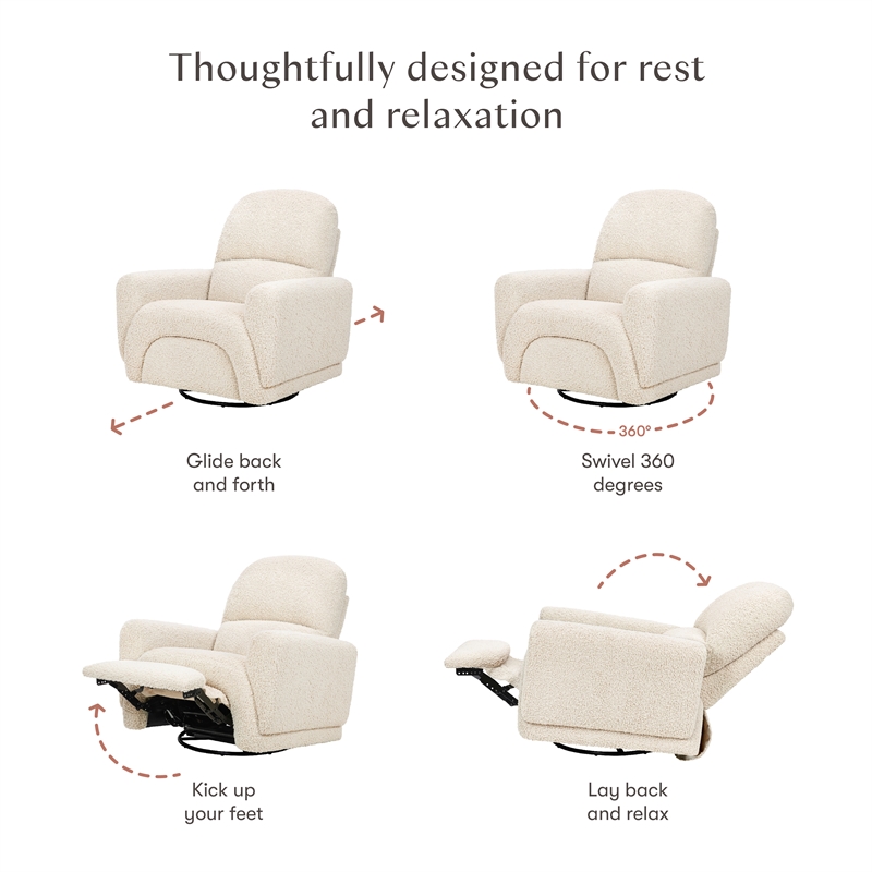 Babyletto Rainbow Recliner and Swivel Glider in Almond Teddy Loop