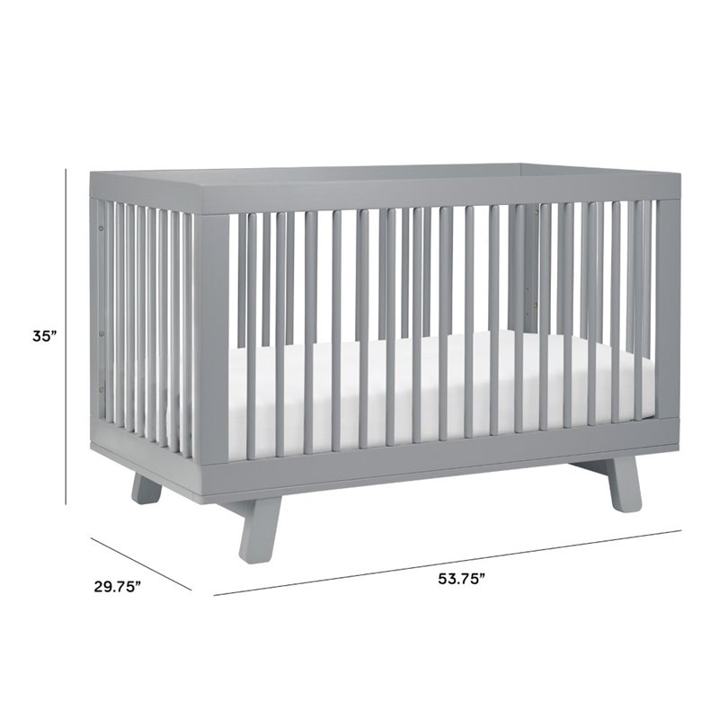 Hudson 3-in-1 Convertible Crib with Toddler Bed Conversion Kit - Gray