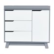 Babyletto Hudson 3 Drawer Dresser with Removable Changing Tray in Gray and White