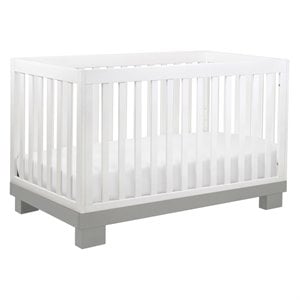 babyletto modo 3-in-1 convertible crib with toddler bed conversion kit in gray