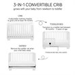 Babyletto Modo 3-in-1 Convertible Crib with Toddler Bed Conversion Kit in White