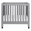 Babyletto Origami Portable Folding Mini Wood Crib with Casters in Gray