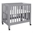 Babyletto Origami Portable Folding Mini Wood Crib with Casters in Gray