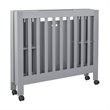 Babyletto Origami Portable Folding Mini Wood Crib with Casters in Gray