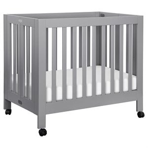 Babyletto Origami Portable Folding Mini Crib with Casters in Gray